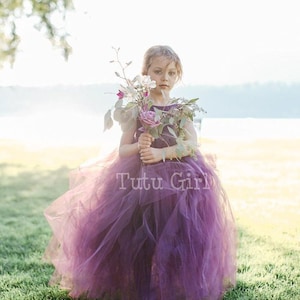 Abito da ragazza di fiori lungo il pavimento in tulle, abito da ragazza di fiori per bambini, abito tutu bianco, abito da compleanno per ragazze, abiti per bambini, matrimoni, abiti da sposa