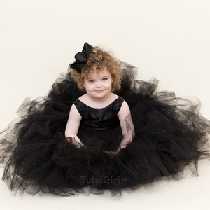 Black Flower Girl Dress, Black Tulle Flower Girl Dress, Black Tutu Dress, Birthday Girl Dress Wedding Party Toddler Formal Dress