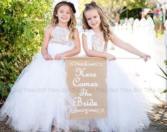 Sequin Dress Girls, Tulle Dress - Kids One Strap Flower Girl Dress