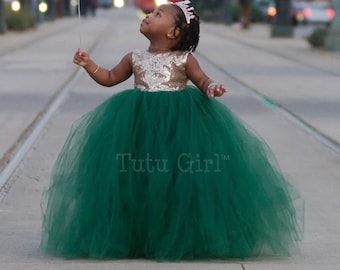 Tulle Birthday Dress 2 Year Old, 2nd Birthday Dress, Baby Girl 1st Birthday Dress Hunter Green, First Birthday Dress, Toddler Tutu Dress