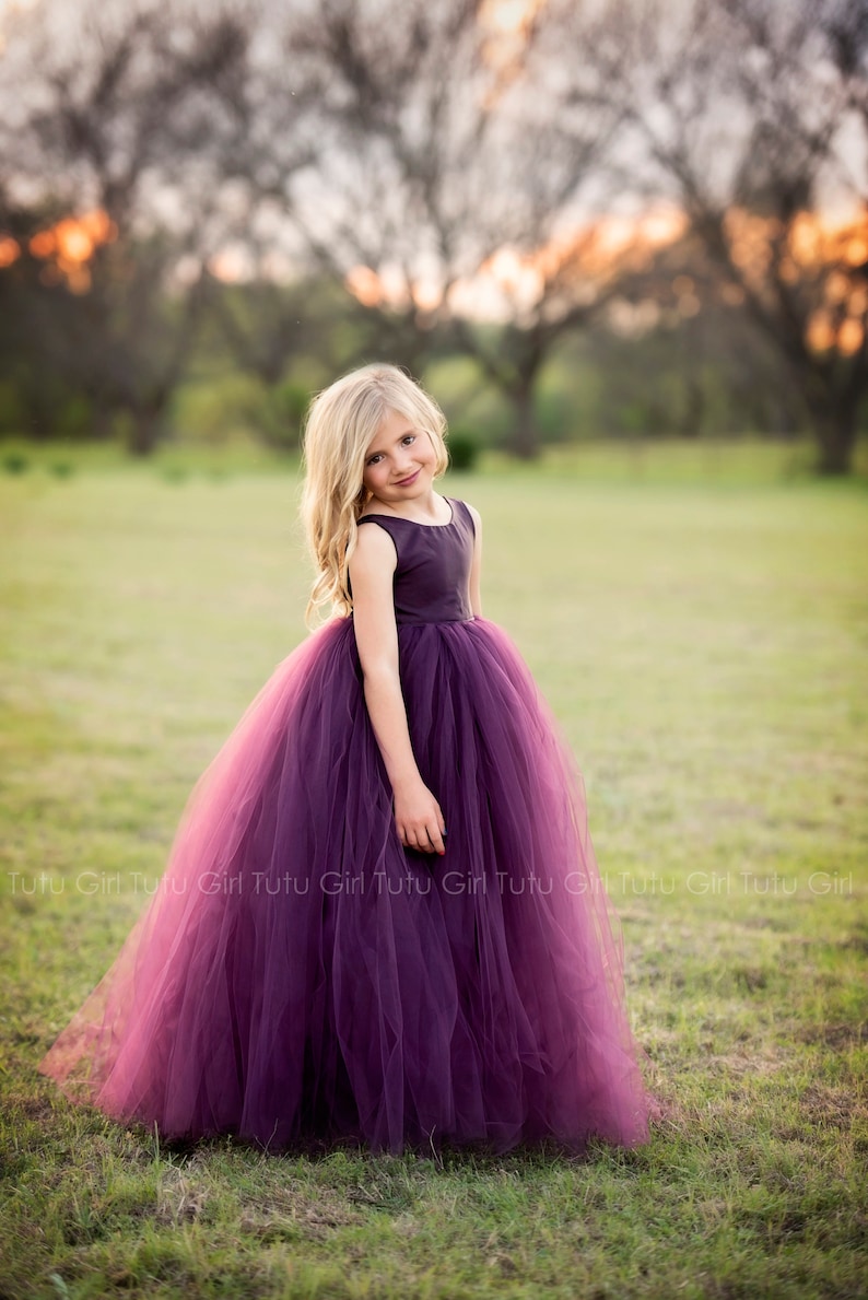 Purple Flower Girl Dress Plum Tutu Dress Eggplant Tulle Dress Flower Girl Wedding - All Colors, All Sizes!