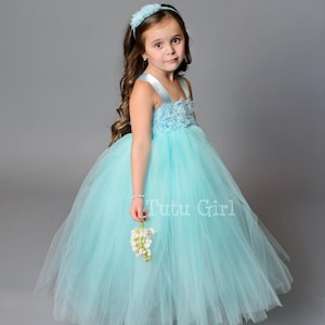 Aqua Flower Girl Dress