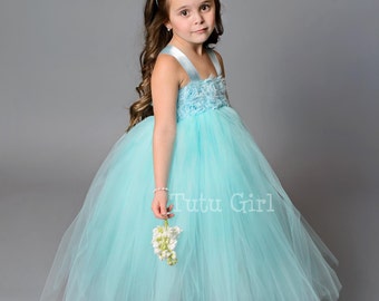 Aqua Flower Girl Dress