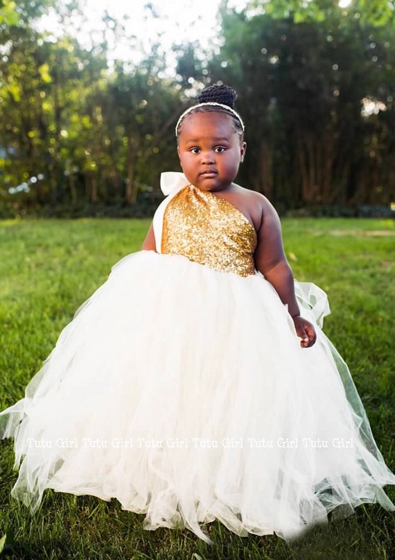 gold flower girl dresses