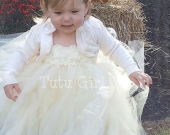 Bridal White Champagne Flower Girl Dress