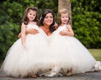 Flower Girl Ivory Tutu Dress Cream, Roses, Weddings, toddler, Flower Girl Tutu