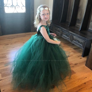 Flower Girl Dress Tulle Flower Girl Dress Toddler Flower Girl Dress White Weddings Birthday Ballgown Floor Length Tulle Dress image 7