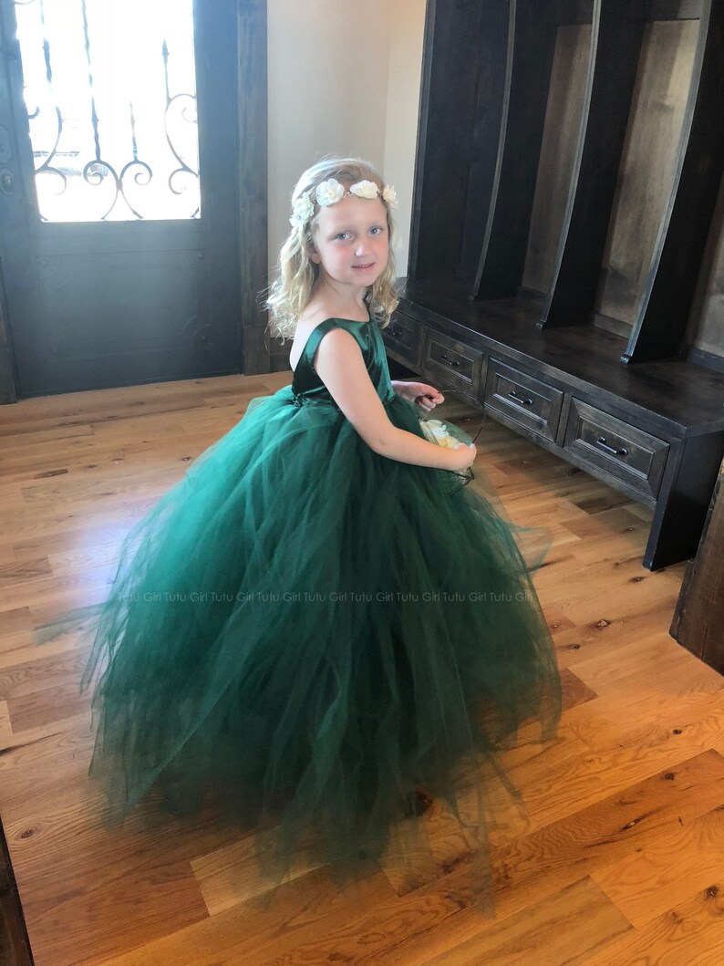 Flower Girl Dress Tulle Flower Girl Dress Toddler Flower Girl Dress White Weddings Birthday Ballgown Floor Length Tulle Dress image 7