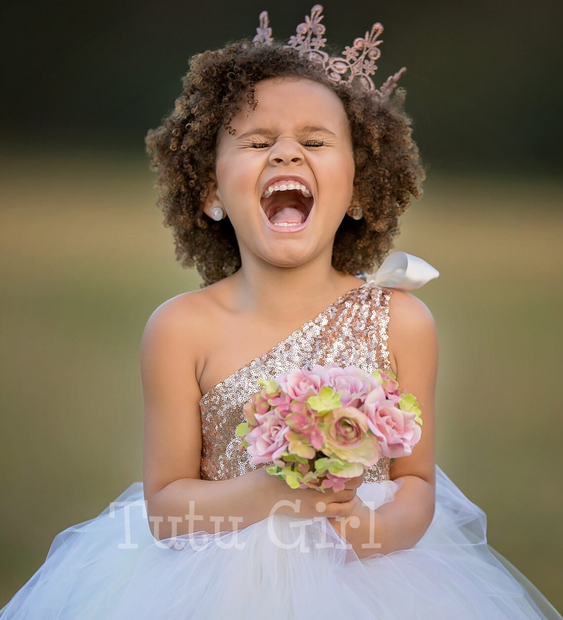 Tutu Style Flower Girl Dress in Rose Gold and Light Ivory Etsy