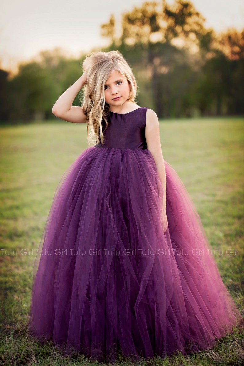 Purple Flower Girl Dress Plum Tutu Dress Eggplant Tulle Dress Flower Girl Wedding - All Colors, All Sizes!