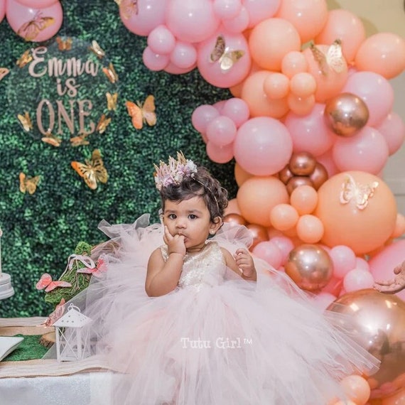 UK Baby Pink Girl 1st Birthday Outfit Dress Tutu One Cake Smash Dress 12M 