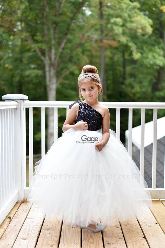 Flower Girl Dress Tulle Flower Girl Dress Black Flower Girl Dress, Black  Sequins With Cream Skirt, Tulle Dress-infant/toddler 