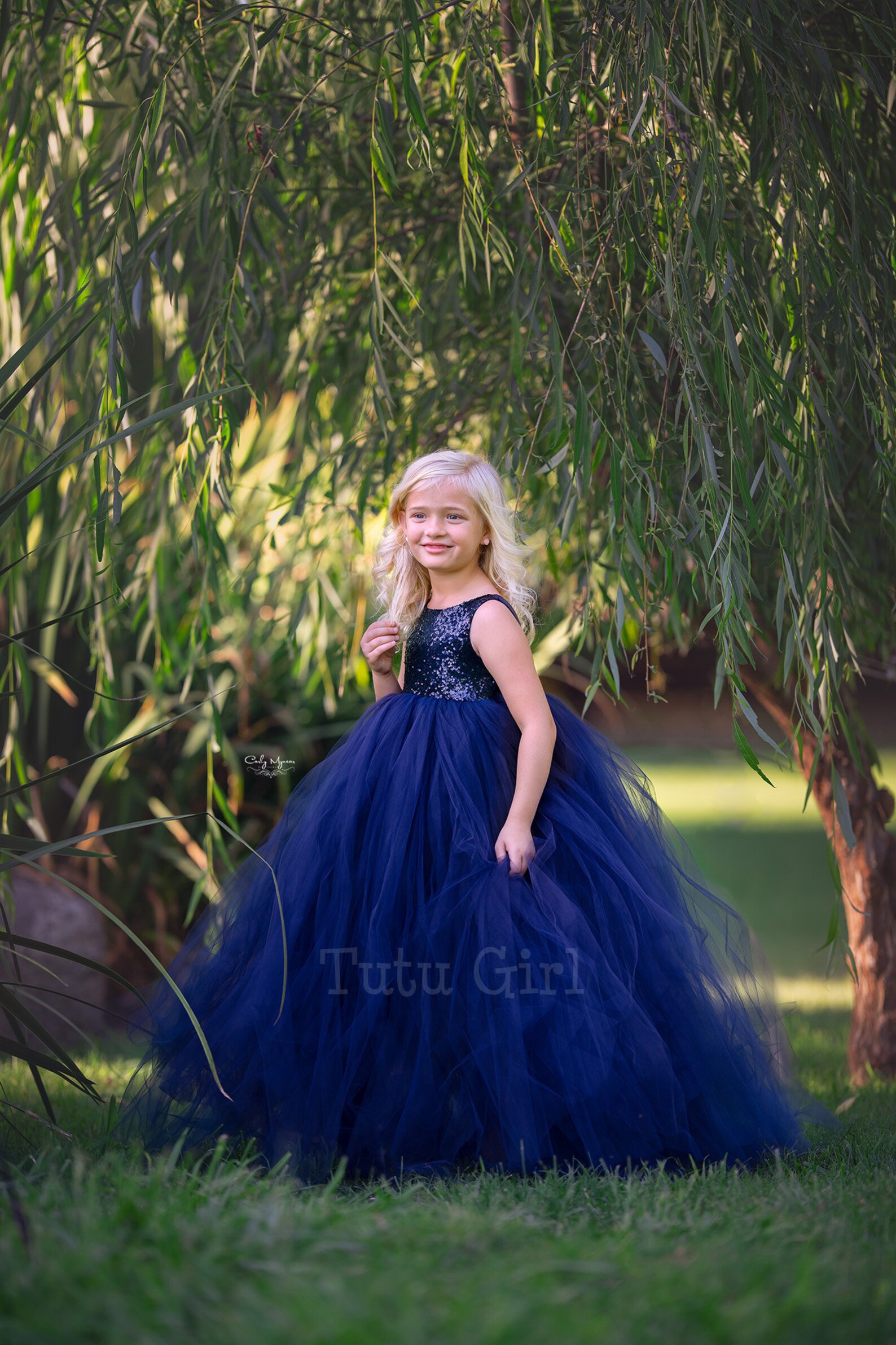 Navy Flower Girl Dress Tulle Sequin Navy Blue Flower Girl Etsy