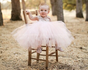 Pink Flower Girl Dress, Pink Tulle Dress