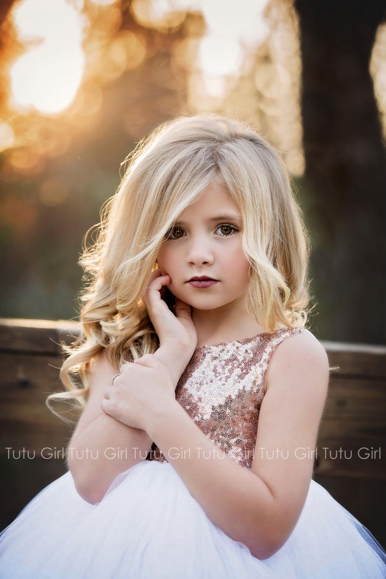 ivory and rose gold flower girl dress