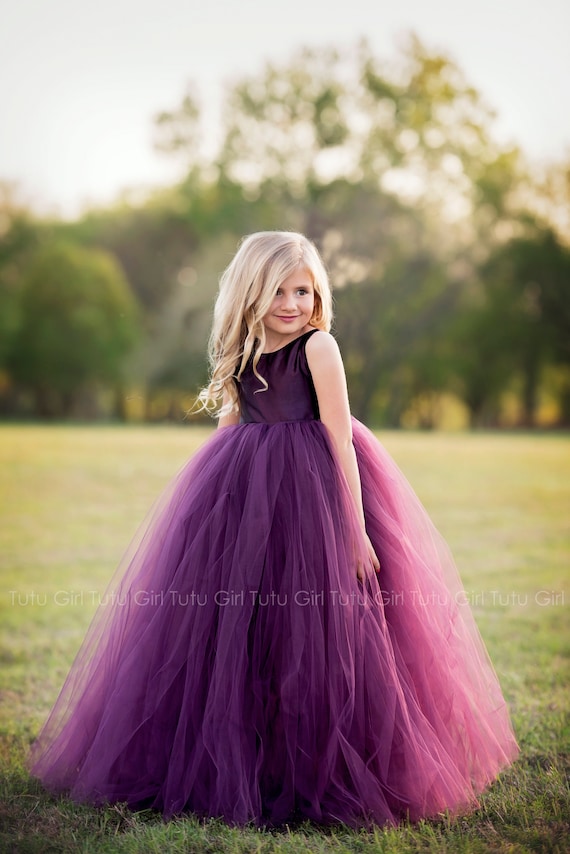 Purple Flower Girl Dress Plum Tutu Dress Eggplant Tulle Dress Flower Girl  Wedding All Colors, All Sizes 