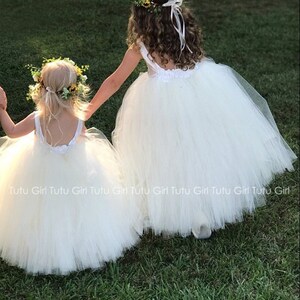 Flower Girl Dress Tulle Flower Girl Dress Toddler Flower Girl Dress White Weddings Birthday Ballgown Floor Length Tulle Dress image 2