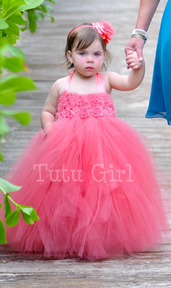 salmon flower girl dresses