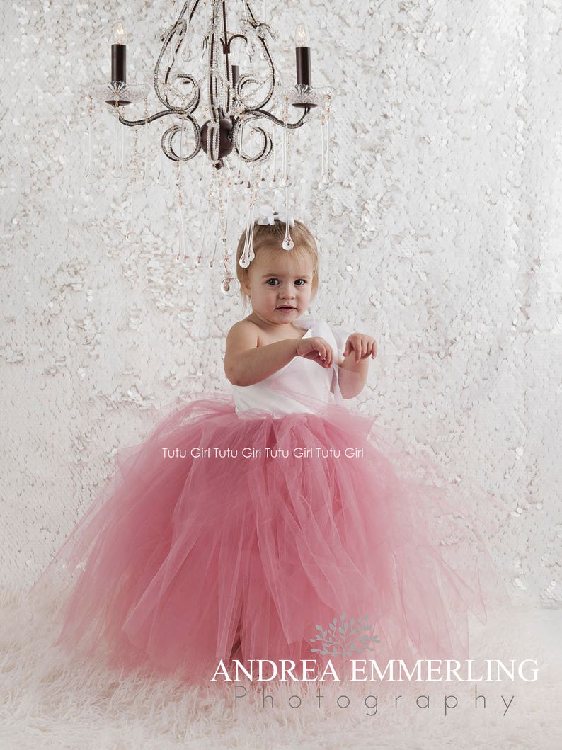 Dusty Rose Flower Girl Dress Dusty Pink Tulle Dress with a Etsy
