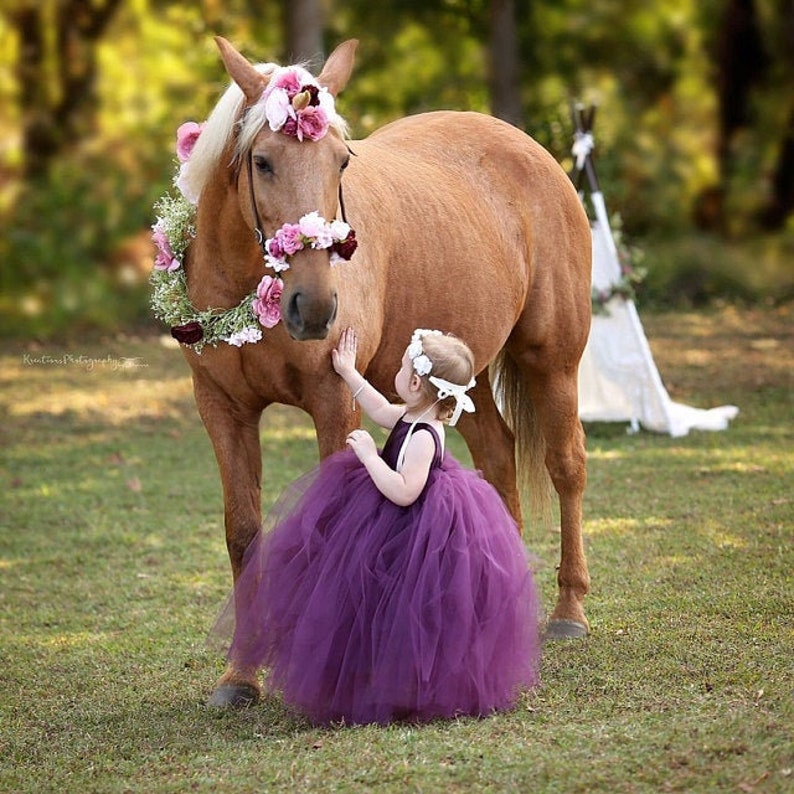 Purple Flower Girl Dress Plum Tutu Dress Eggplant Tulle Dress Flower Girl Wedding - All Colors, All Sizes!