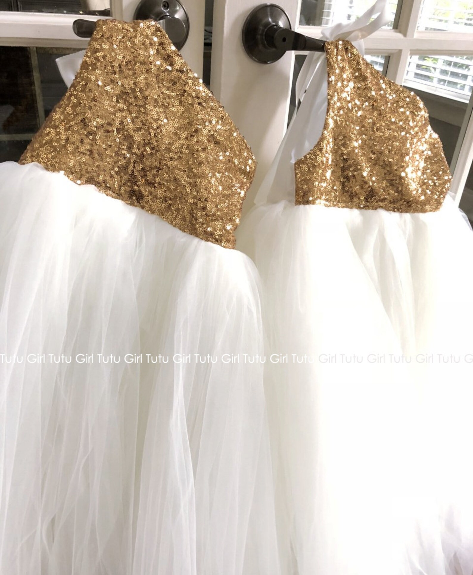 One Shoulder with Flower Flower Girl Dress Gold