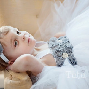 Flower Girl Tutu Dress, Custom Flower Girl Dress Design Your Own, White, Cream, Bridal White image 2