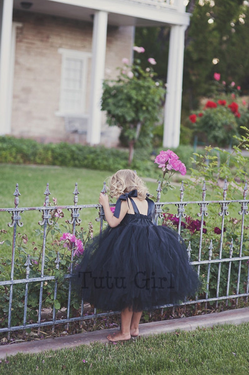 Tulle Flower Girl Dress Black Dress Black Flower Girl Dress Flower Girl Dress Black Tulle Dress Black Pageant Dress