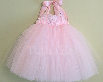 Light Pink Tulle Dress, Baby Pink Tutu Dress, Pale Pink Flower Girl Dress