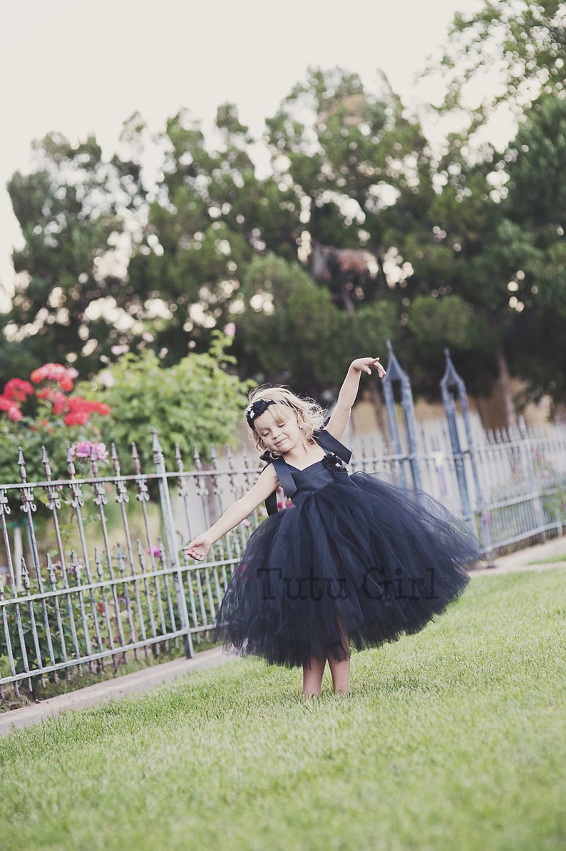 Tulle Flower Girl Dress Black Dress Black Flower Girl Dress Flower Girl Dress Black Tulle Dress Black Pageant Dress