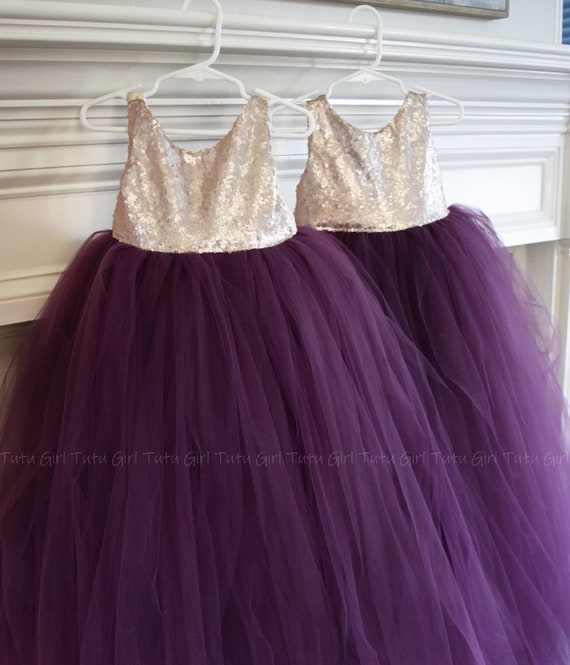 Abito Da Principessa Per Bambine Con Fiore E Paillettes | Vestito Tutù In Tulle Per Feste | Gonna Ampia Per Matrimonio, Compleanno E Ballo | Viola Taglia 9-10 Anni
