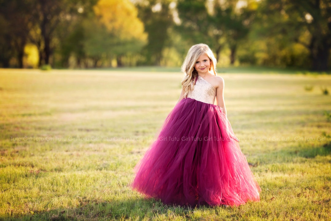 Wine coloured shop flower girl dresses