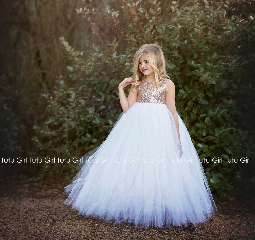 Blush Gold Flower Girl Dress, Blush Sequin Tutu Dress, Blush Gold Tutu