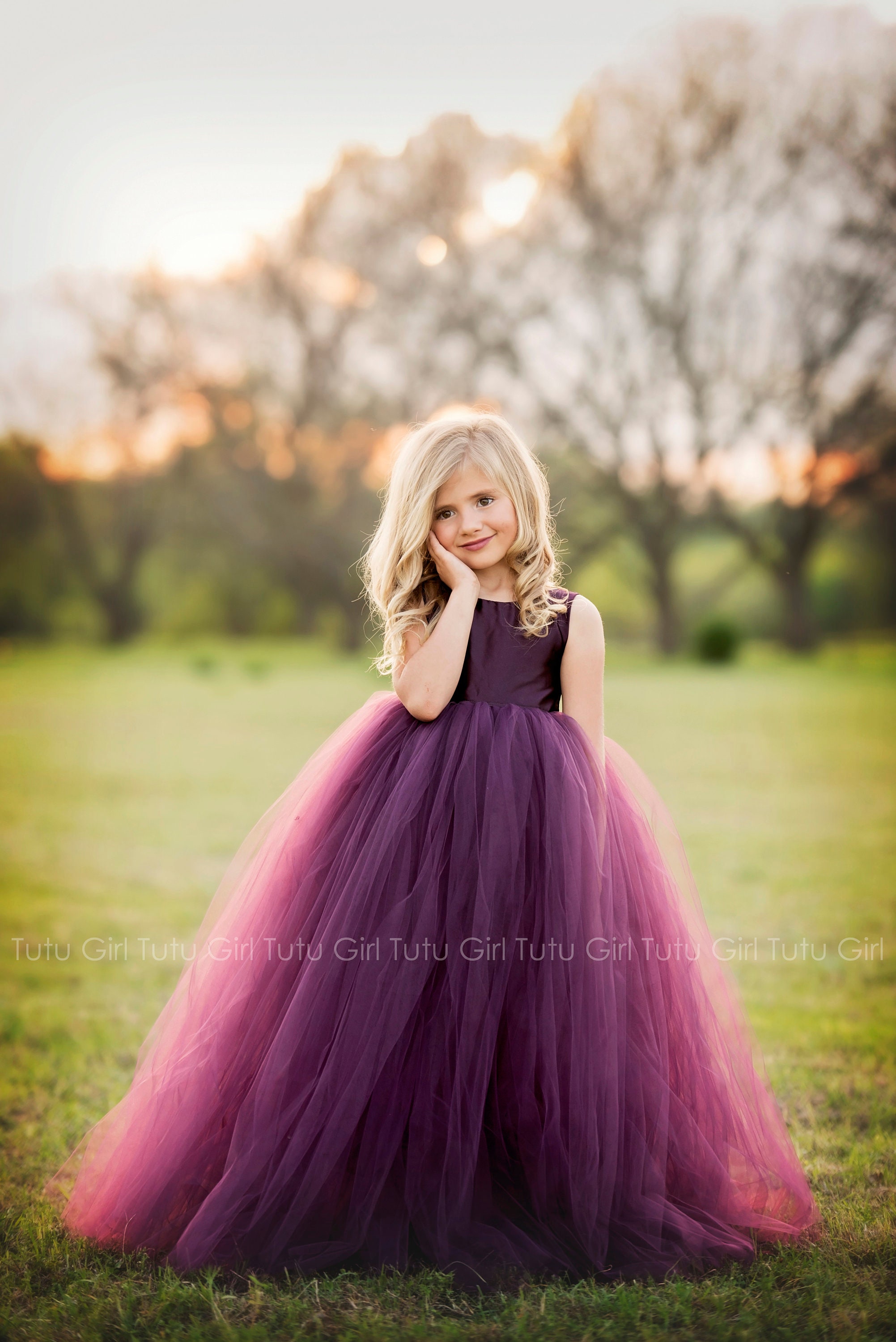 Purple Flower Girl Dress Plum Tutu Dress Eggplant Tulle Dress