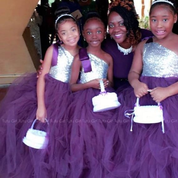 Eggplant purple flower girl dresses hotsell