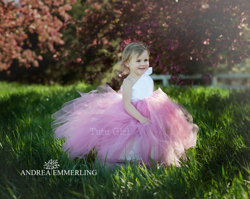 Dusty Rose Flower Girl Dress Dusty Pink Tulle Dress with a Etsy