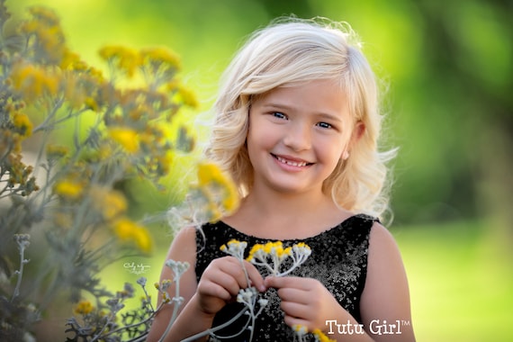 Black Flower Girl Dress Black Toddler Dress Black Tutu Dress Sequin Black Tulle Flower Girl Dress Bridal Sleeveless Gown for Girls