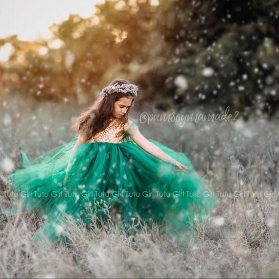 dark green flower girl dresses