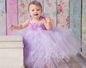 Lavender Flower Girl Tutu Dress, Tulle Flower Girl Dress