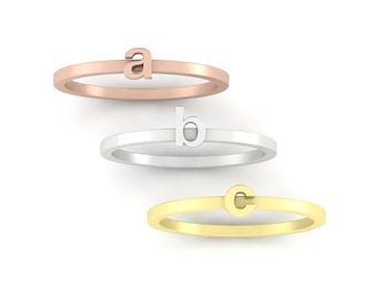 Stacking Initial Ring with Lowercase Letter, Stack to make a full Name - LS3397