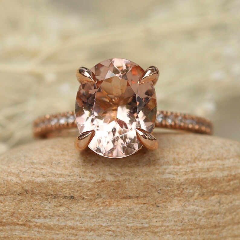 11x9mm Oval Engagement Ring With Genuine Diamonds Etsy