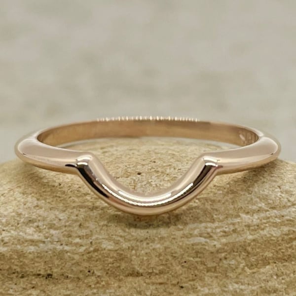 Plain Wedding Band with Contoured, Rounded Tube Shank Lily Collection, Genuine Gems and Diamonds, Lifetime Care Plan Included LS6490