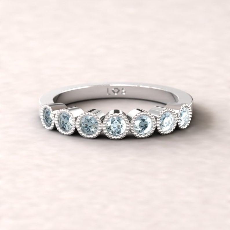 7 Stone Band with Metal and 2.5mm Birthstones of Choice LS5362 By Laurie Sarah Birthstone Bubble Band