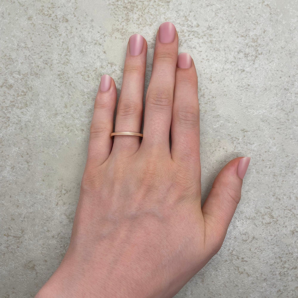 Square Edge Wedding Band 2mm Wide With Shiny Finish Stacking Ring
