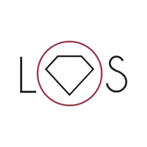 May include: A logo with the letters "LOS" with a diamond shape inside a red circle.
