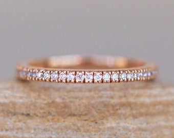 Classic Diamond Wedding Band Full Eternity Ring with 4 Prong Style, Lifetime Care Plan Included Genuine Diamonds LS3751