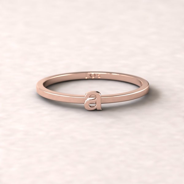 Lowercase Initial Ring - Stackable Personalized Charm Ring with Letter and Metal of Your Choice - by Laurie Sarah - LS3397