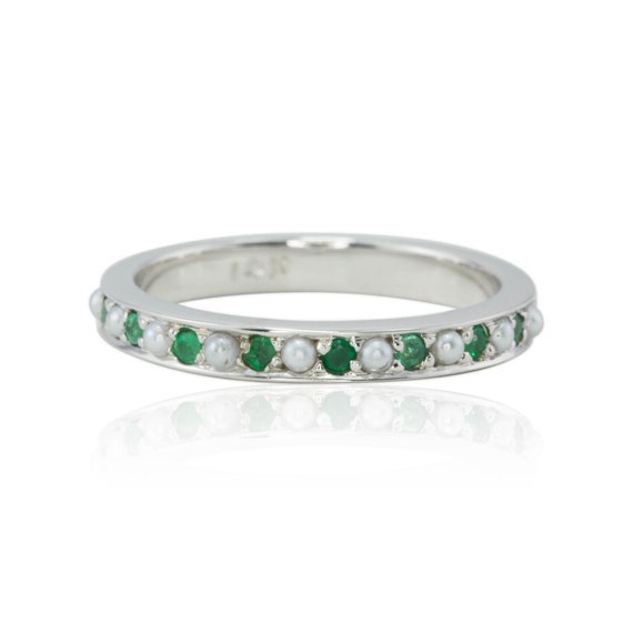 pearl and emerald ring