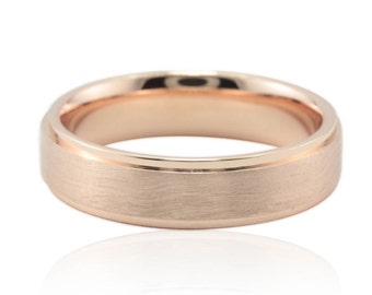 Rose Gold Men's Wedding Band, Men's Rose Gold Wedding Band, Brushed Finish Men's Wedding Band, Men's Wedding Jewelry - LS3809