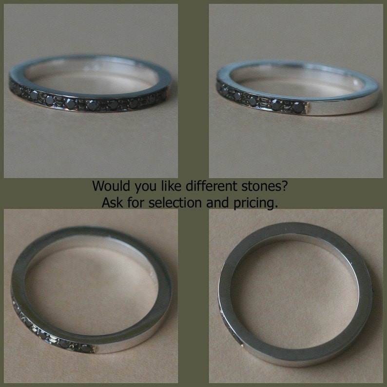 Black Diamond Half Eternity Pave set Band Use as your Etsy