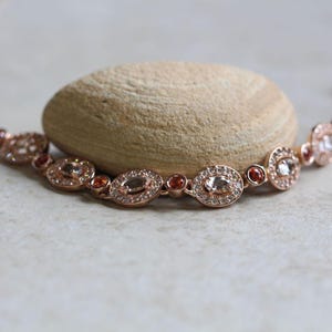 Luxury Morganite Bracelet, Diamond Halos Gem Quality, Peach Sapphires - Lifetime Care Plan Included - Genuine Gems and Diamonds LS6067